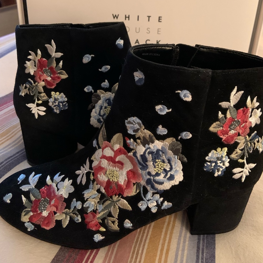 WHBM Embroidered Ankle Boots